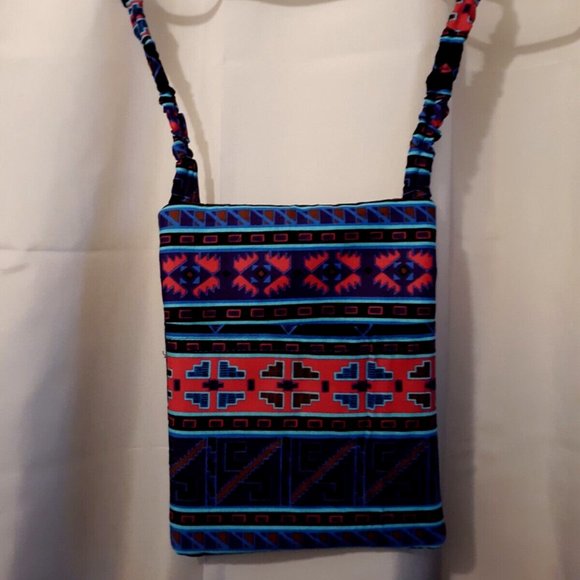 New Southwestern Aztec Shoulder Bag Sling Purse Pink Blue Geometric Aztec - Picture 5 of 8